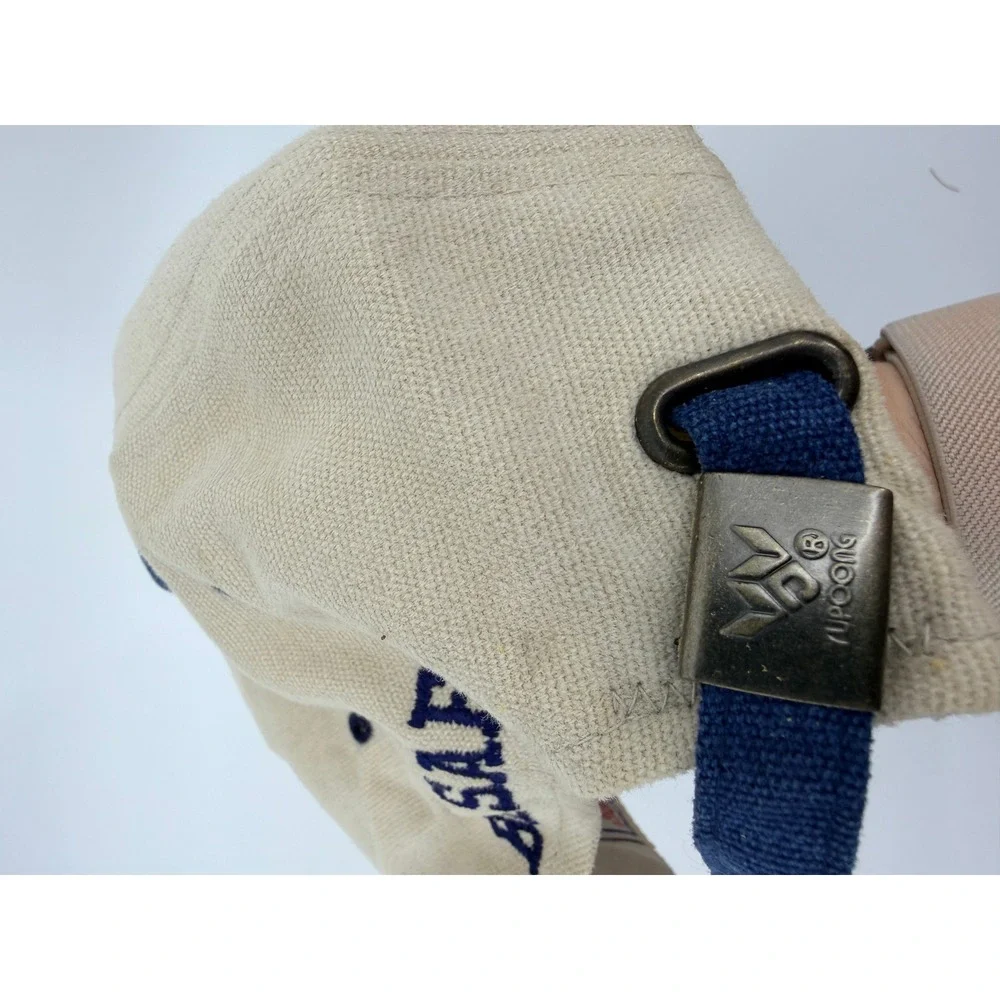Vintage Conrail 1976-1998 Strapback Hat Beige Navy Blue Railroad Cap Mens